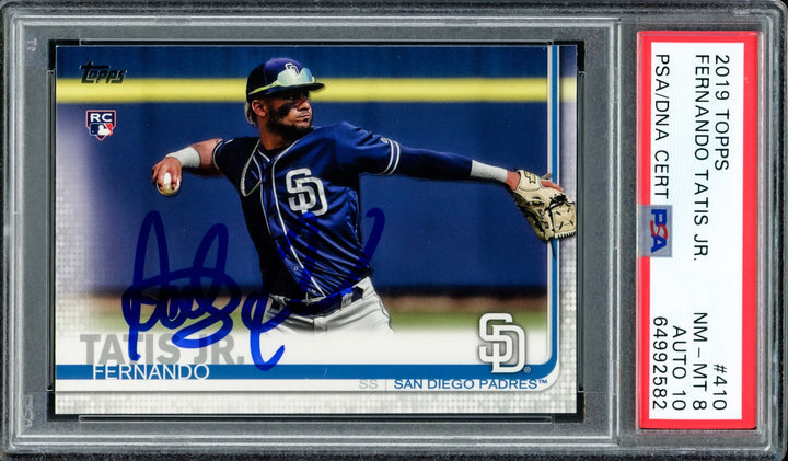 Fernando Tatis Jr. Auto Signed 2019 Topps RC 410 Padres PSA 8 Auto GM 10 PSA/DNA