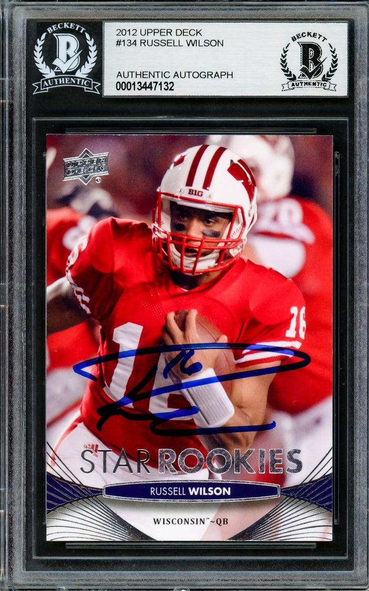 Russell Wilson Signed 2012 Upper Deck RC 134 Seattle Seahawks Beckett