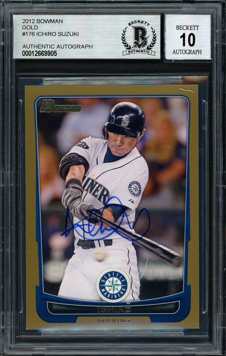 Ichiro Suzuki Auto 2012 Bowman Gold Card 176 Mariners Auto 10 Beckett #12669905