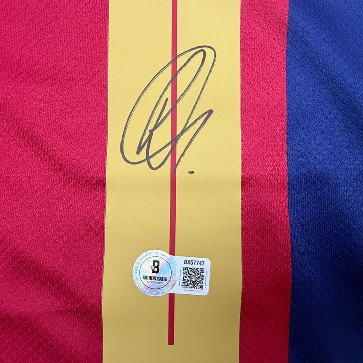Autographed/Signed Raphinha FC Barcelona Navy #11 Jersey Beckett BAS COA