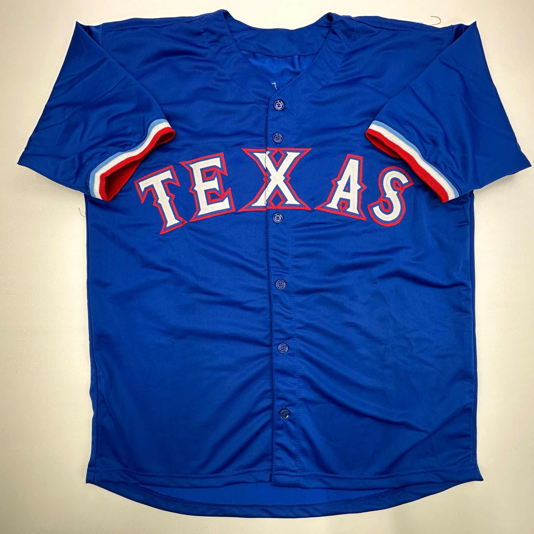 Facsimile Autographed Evan Carter Texas Blue Reprint Jersey Size Men's XL