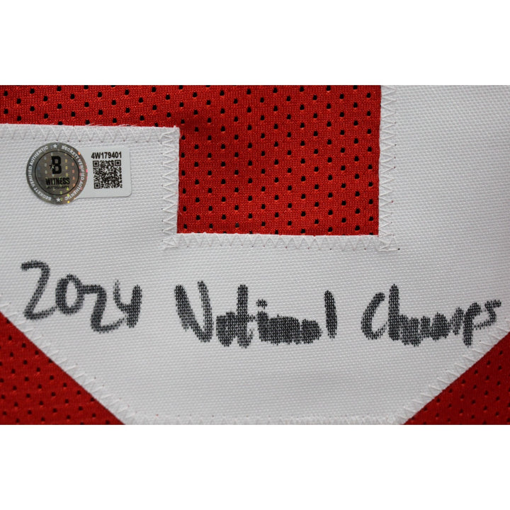 Jack Sawyer Signed College Style XL Red Jersey 24 National Champs Beckett 54011