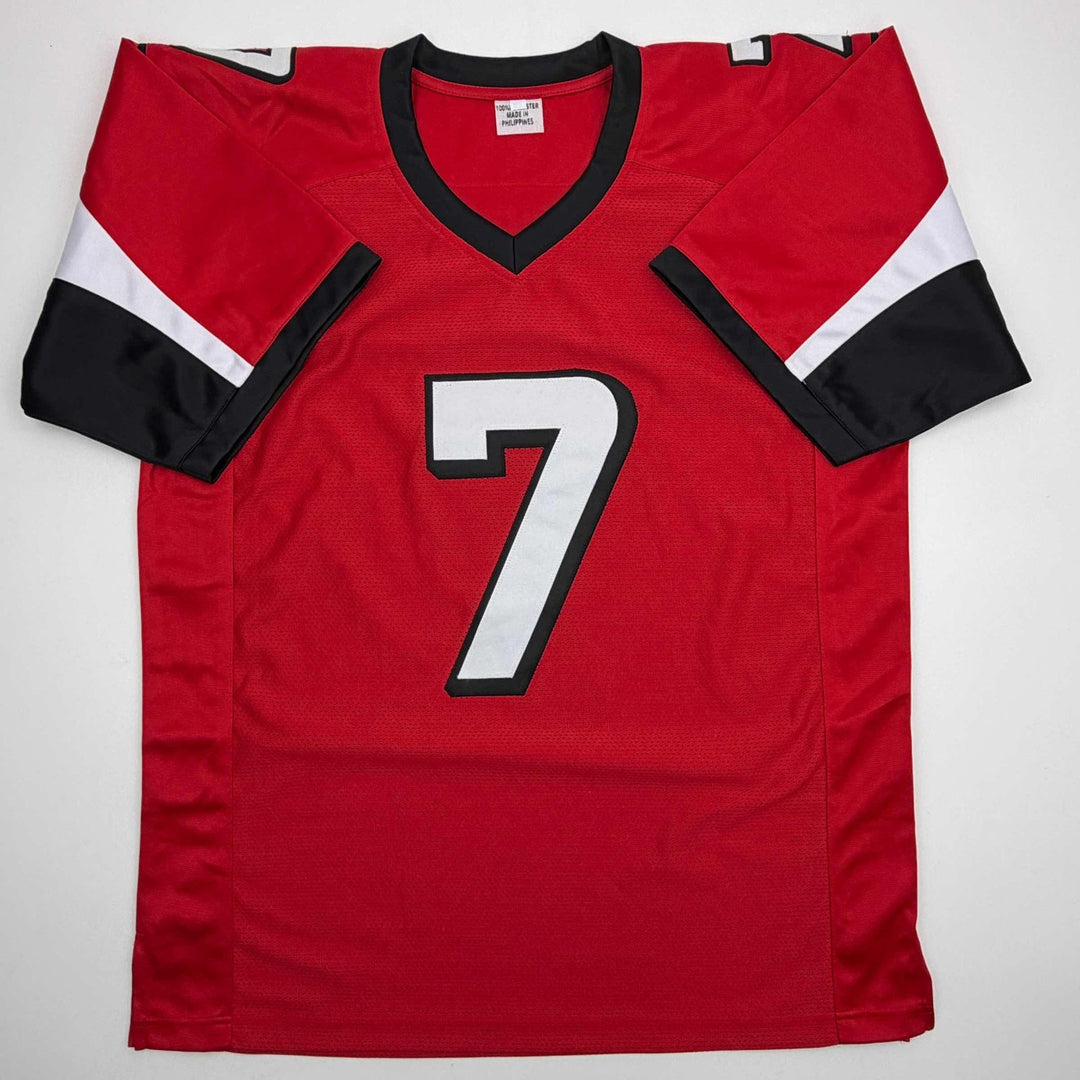 Autographed/Signed MICHAEL MIKE VICK Atlanta Red Jersey PSA/DNA COA