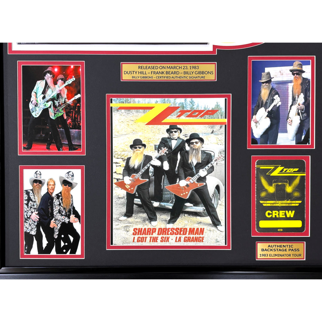 Billy Gibbons Autographed Eliminator Album Framed ZZ Top Backstage Pass Beckett