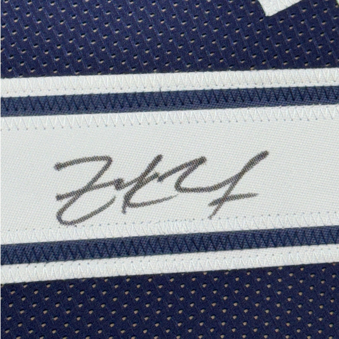 Framed Autographed/Signed Zack Martin 35x39 Dallas Blue Jersey BAS COA