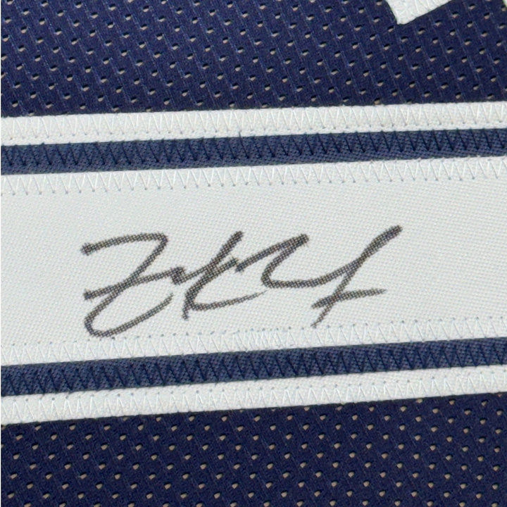 Framed Autographed/Signed Zack Martin 35x39 Dallas Blue Jersey BAS COA
