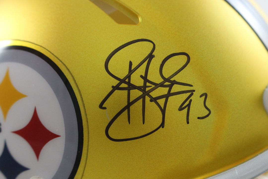 Troy Polamalu Autographed Pittsburgh Steelers Blaze Mini Helmet Beckett 56184