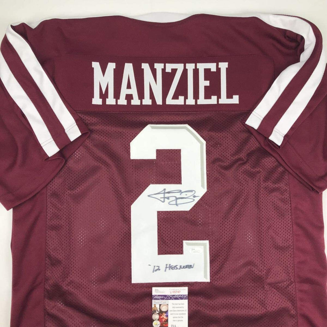 Autographed/Signed JOHNNY MANZIEL 12 Heisman Texas A&M Maroon Jersey JSA COA