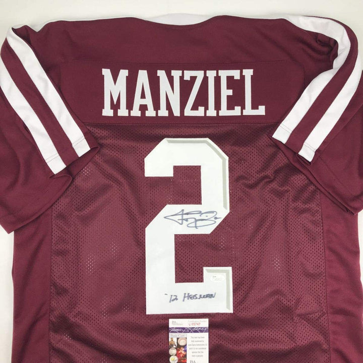 Autographed/Signed JOHNNY MANZIEL 12 Heisman Texas A&M Maroon Jersey JSA COA
