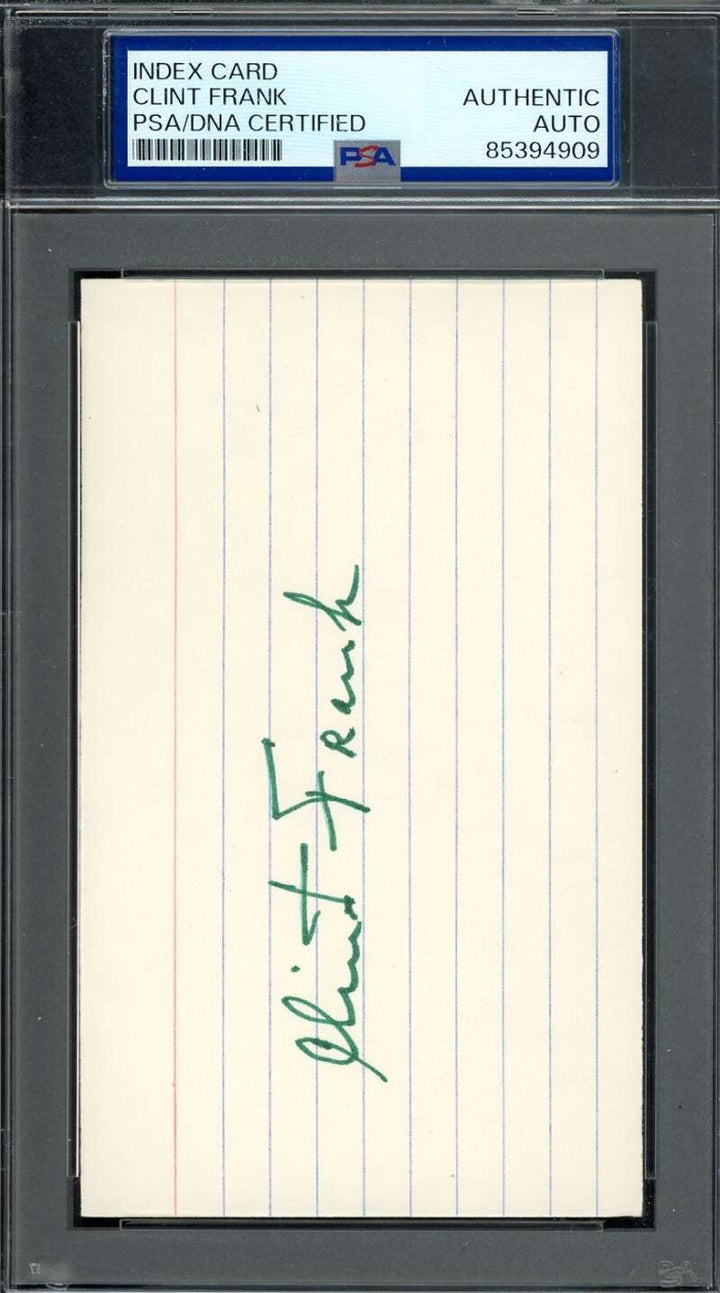 Clint Frank PSA DNA Autograph 3x5 Index Card Yale 1937 Heisman Signed