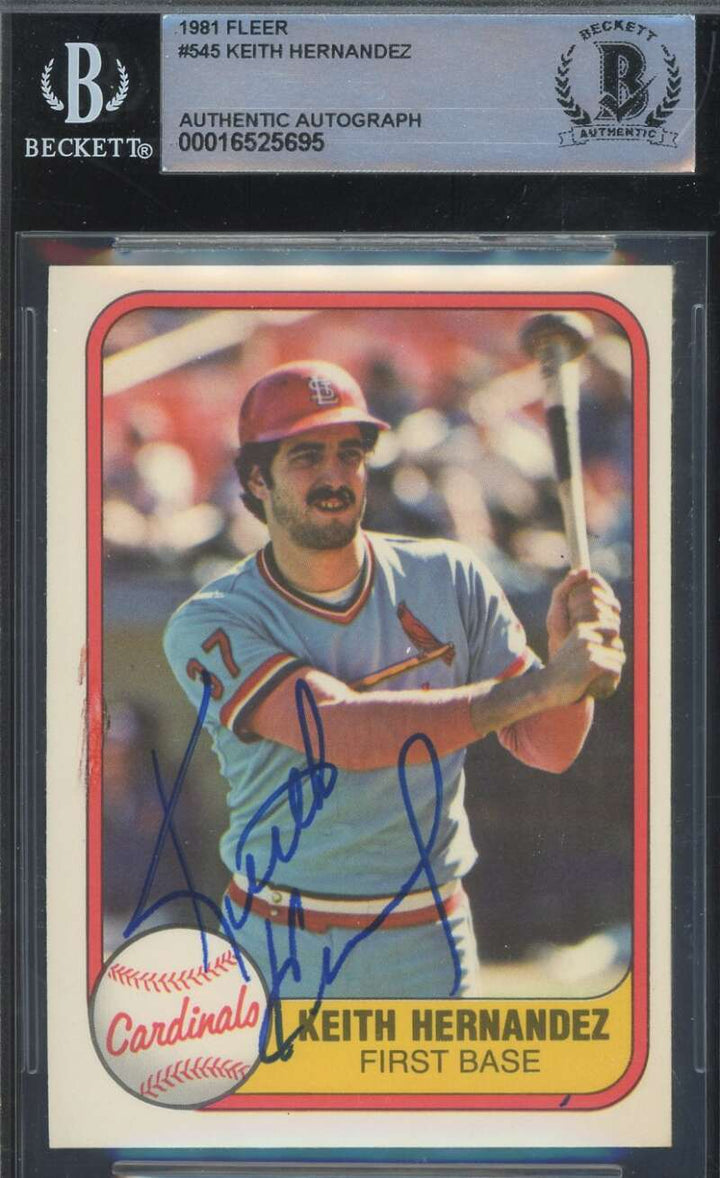 Keith Hernandez Beckett BAS Signed 1981 Fleer Autograph