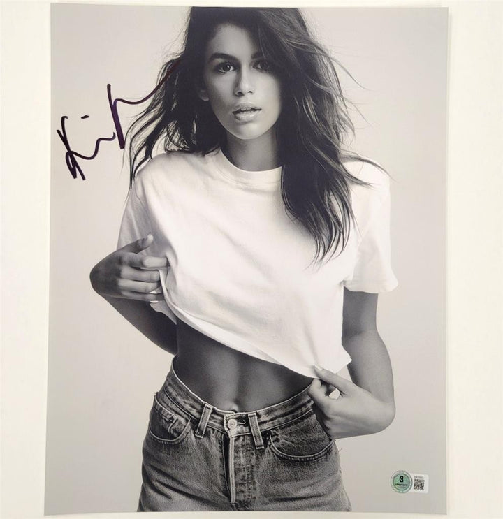 Kaia Gerber signed 11x14 photo actress model autograph ~ Beckett BAS