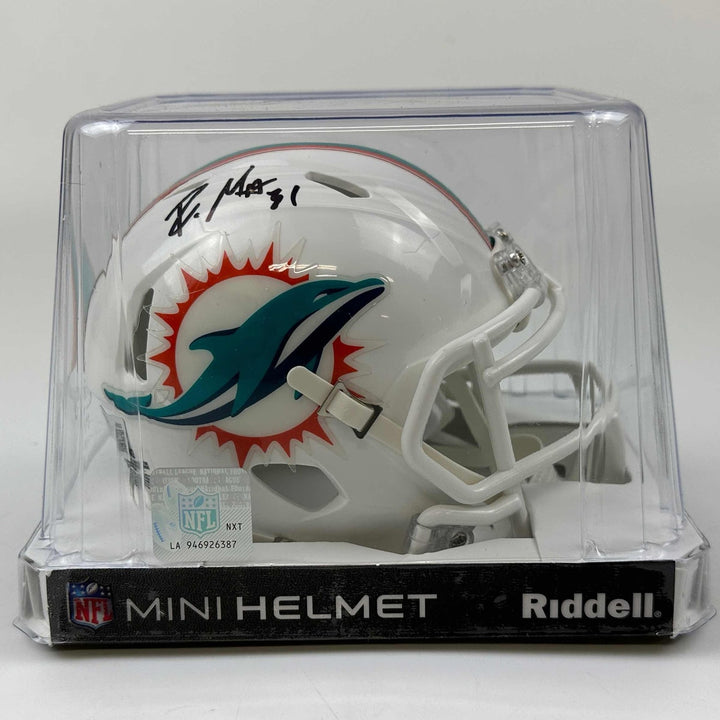 Autographed/Signed Raheem Mostert Dolphins Mini Helmet Beckett BAS COA