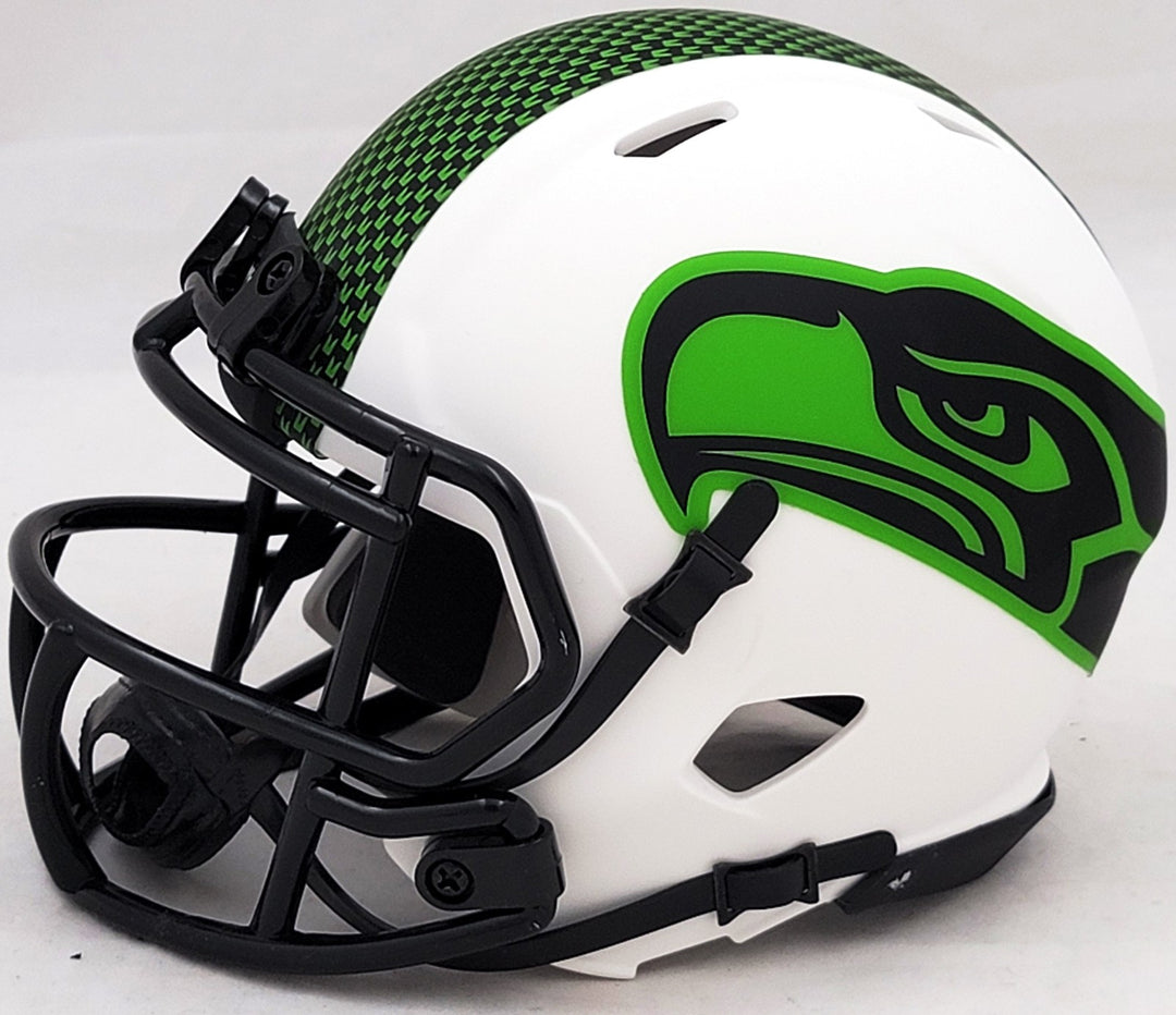 Steve Largent & Jim Zorn Auto Seahawks Lunar Eclipse White Speed Mini Helmet MCS