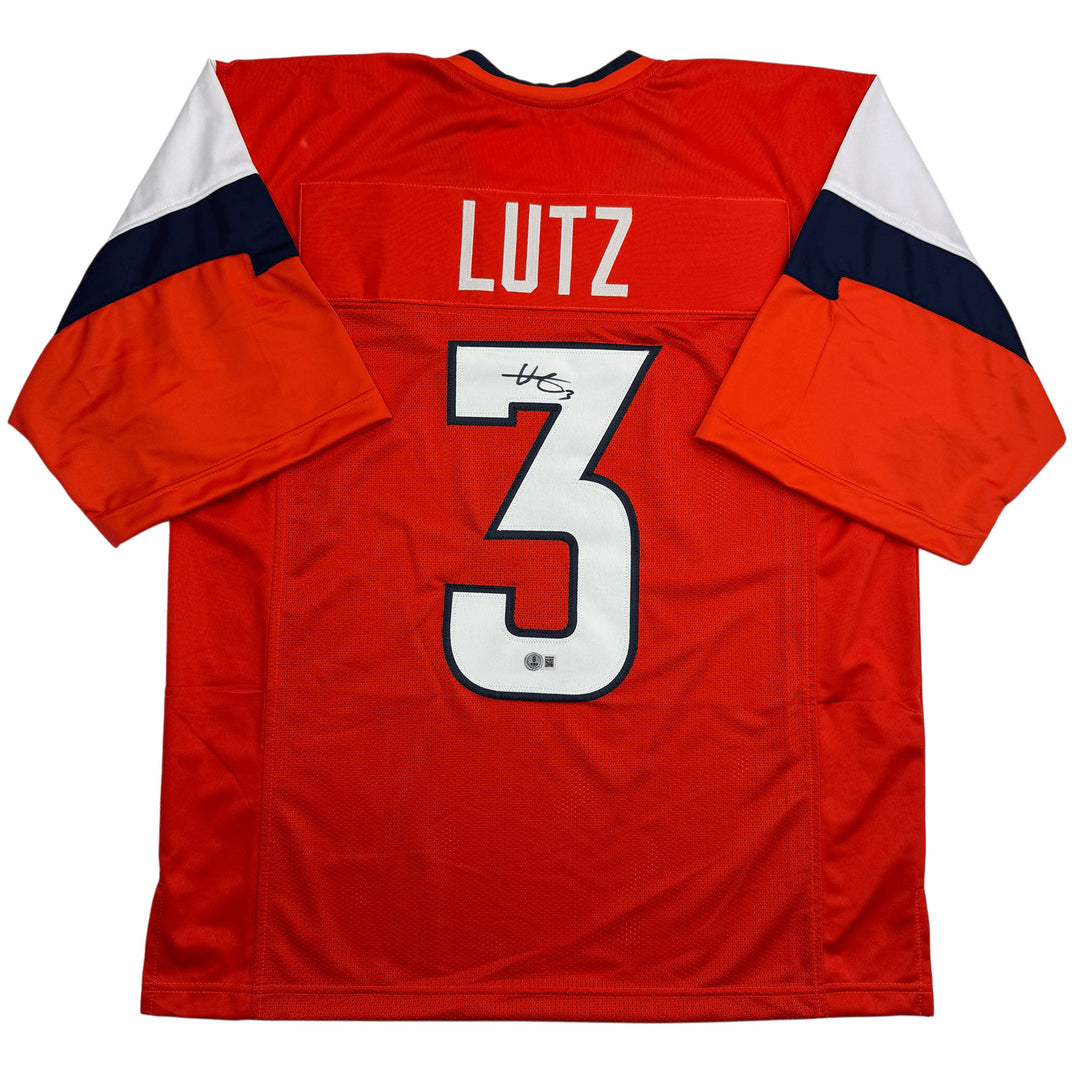 Autographed/Signed Will Lutz Denver Current Orange Football Jersey BAS COA