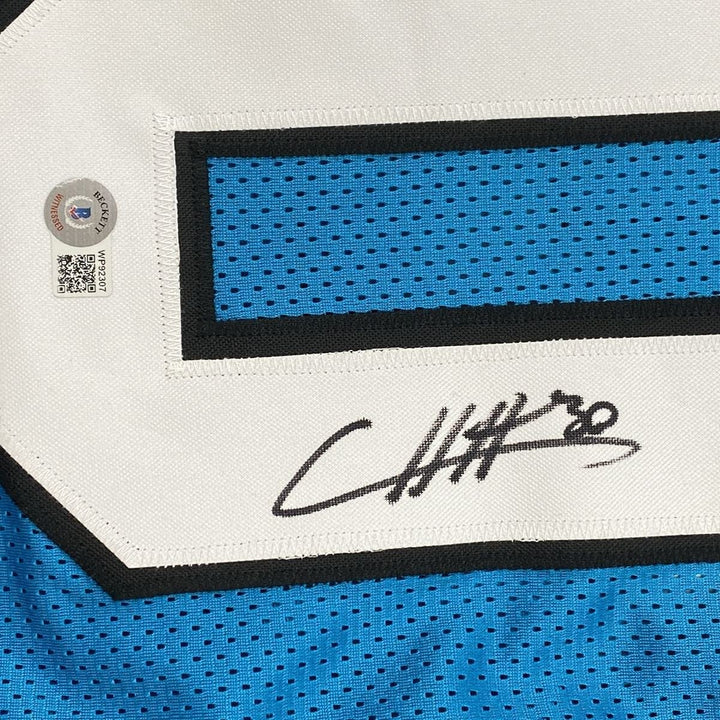 Autographed/Signed Chuba Hubbard Carolina Blue Jersey Beckett BAS COA