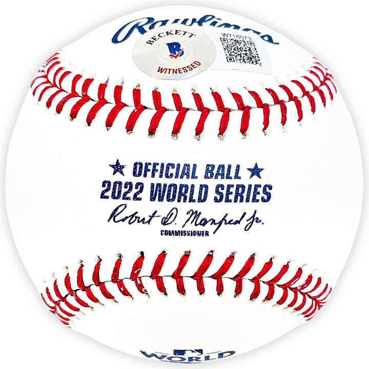Luis Garcia Signed 2022 WS Logo MLB Baseball Astros "22 WS Champs" Beckett Wit