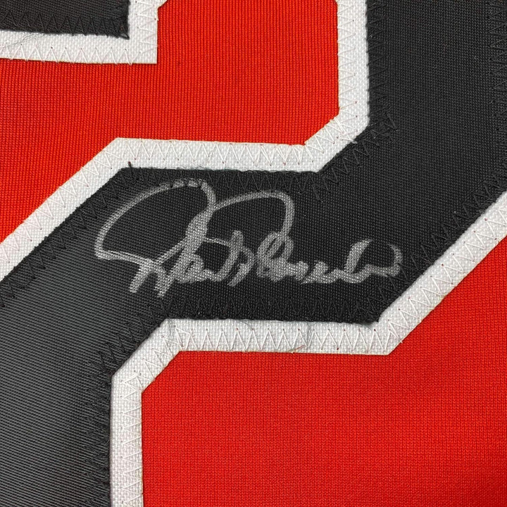 Framed Autographed/Signed Rafael Palmeiro 33x42 Baltimore Orange Jersey JSA COA