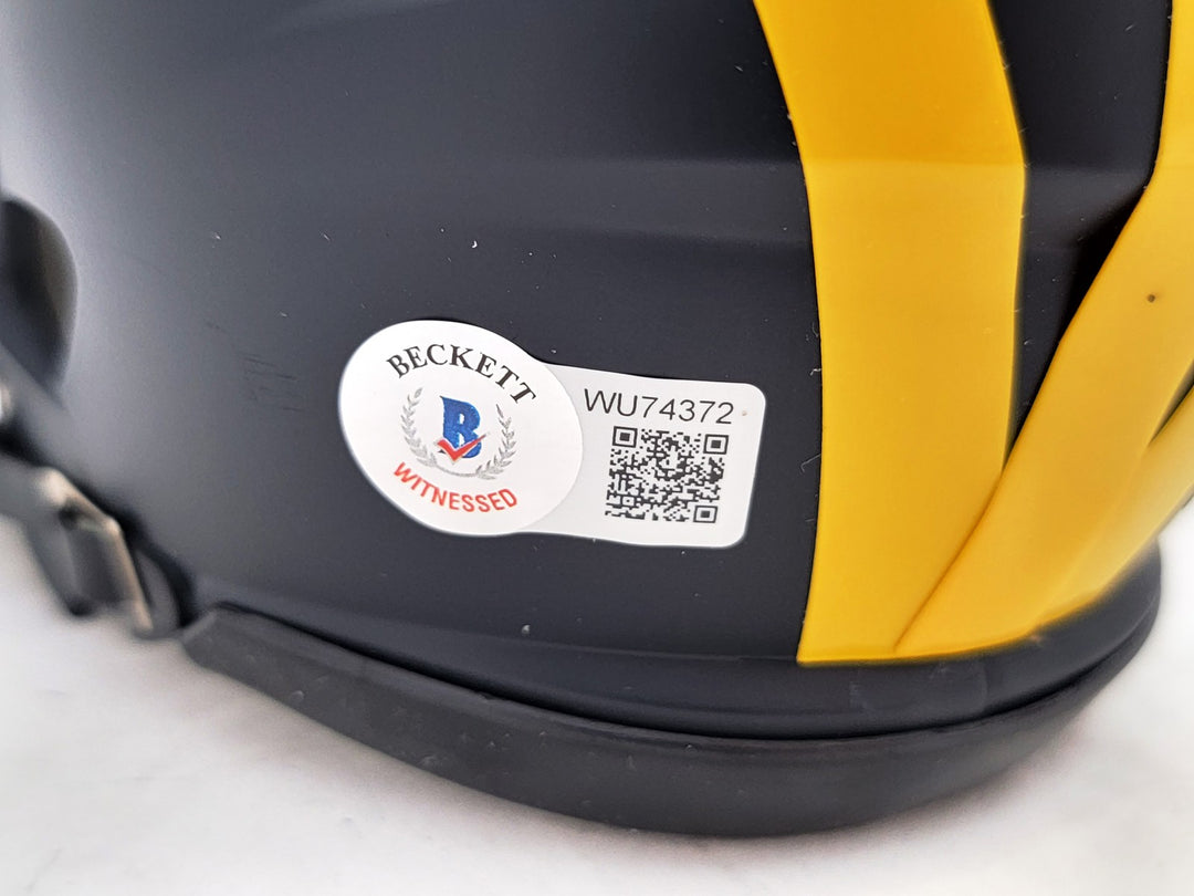 David Ojabo Signed Michigan Wolverines Blue Speed Mini Helmet Beckett