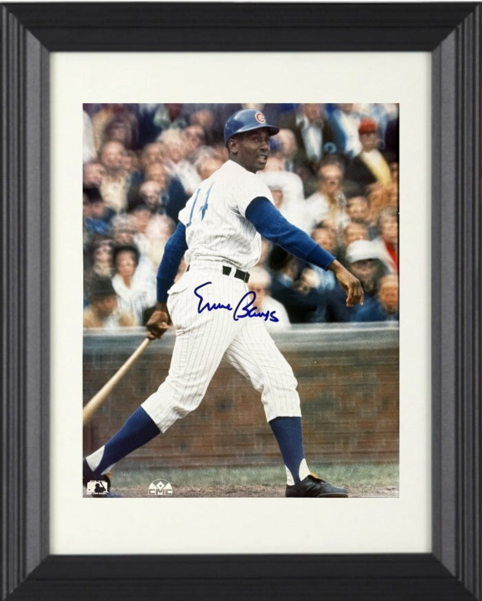 Ernie Banks signed Chicago Cubs MLB Licensed 8x10 Photo Framed- COA (HOF/14X AS)