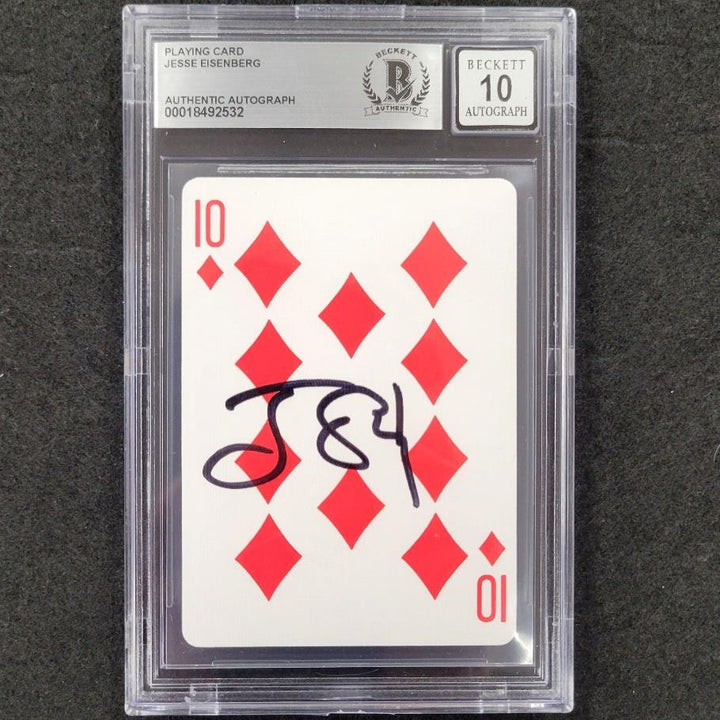 Jesse Eisenberg signed 10 of Diamonds Playing Card Now You See Me BAS 10 auto