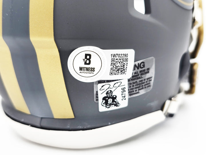 Josh Jacobs Signed Green Bay Packers Slate Gray Speed Mini Helmet Beckett Wit