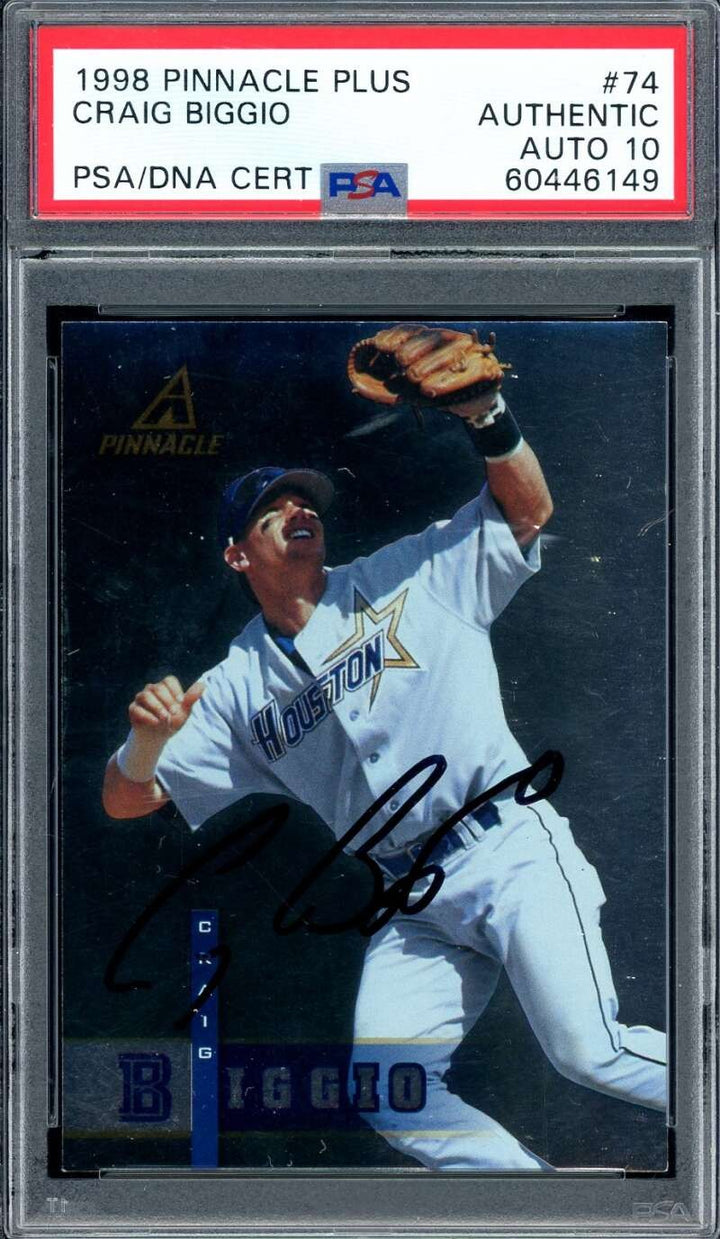 Craig Biggio Gem Mint 10 PSA DNA Signed 1998 Pinnacle Plus Autograph
