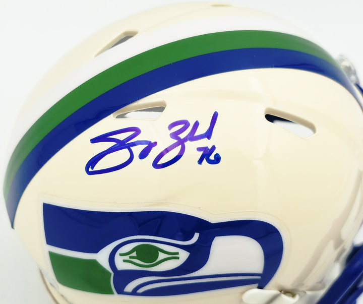 Grey Zabel Signed Seattle Seahawks Cream Retro Speed Mini Helmet MCS Holo