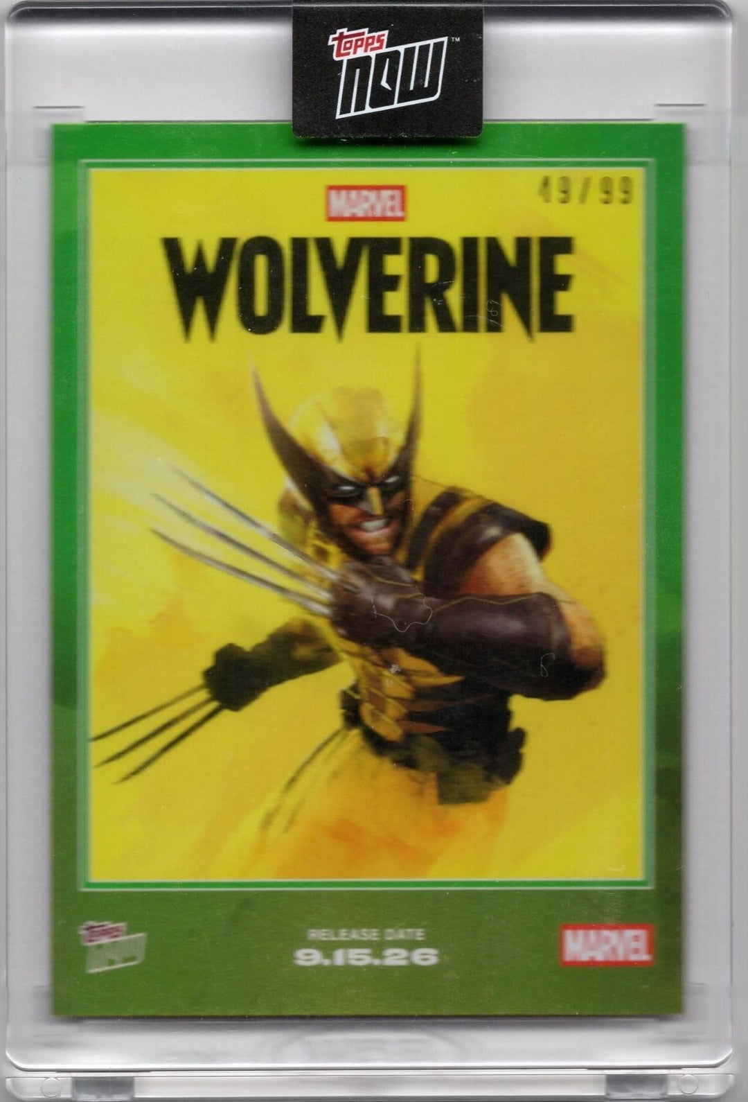 2026 Topps Now Marvel Wolverine #WOV1 Green Foil /99 Cover Art Card