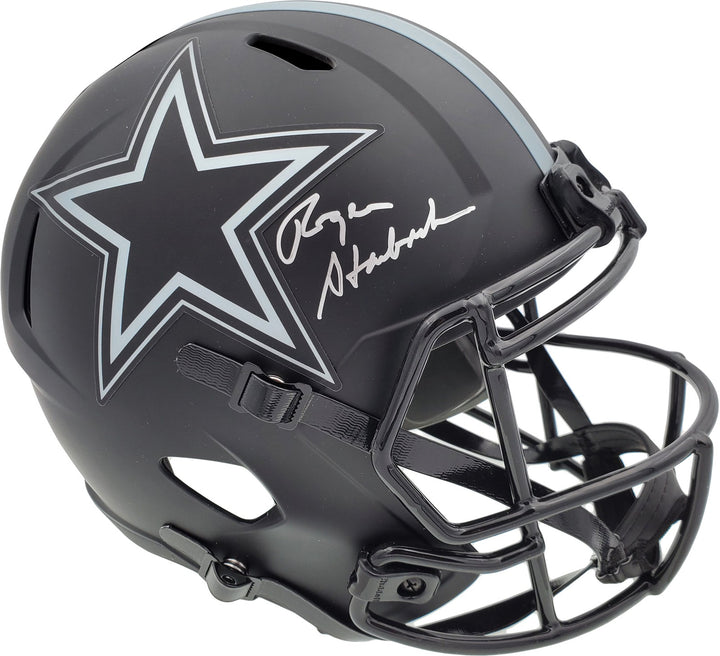 Roger Staubach Auto Eclipse Black Cowboys Full Size Speed Replica Helmet Beckett