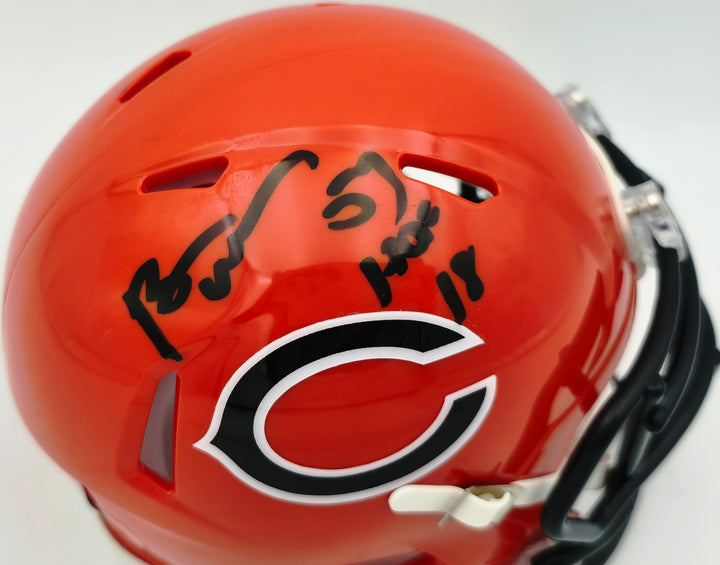 Brian Urlacher Signed Bears Orange Mini Helmet HOF 18 Beckett Witness
