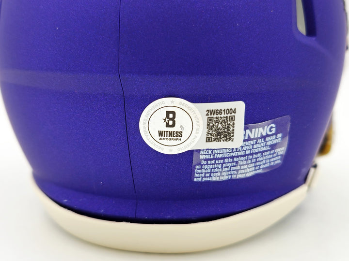 Rashod Bateman Signed Ravens 2024 Alternate Purple Speed Mini Helmet Beckett Wit