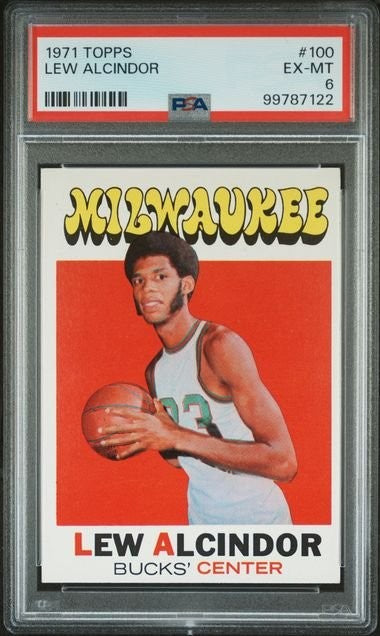 Graded 1971 Topps Lew Alcindor Kareem Abdul-Jabbar #100 Card PSA 6 EX
