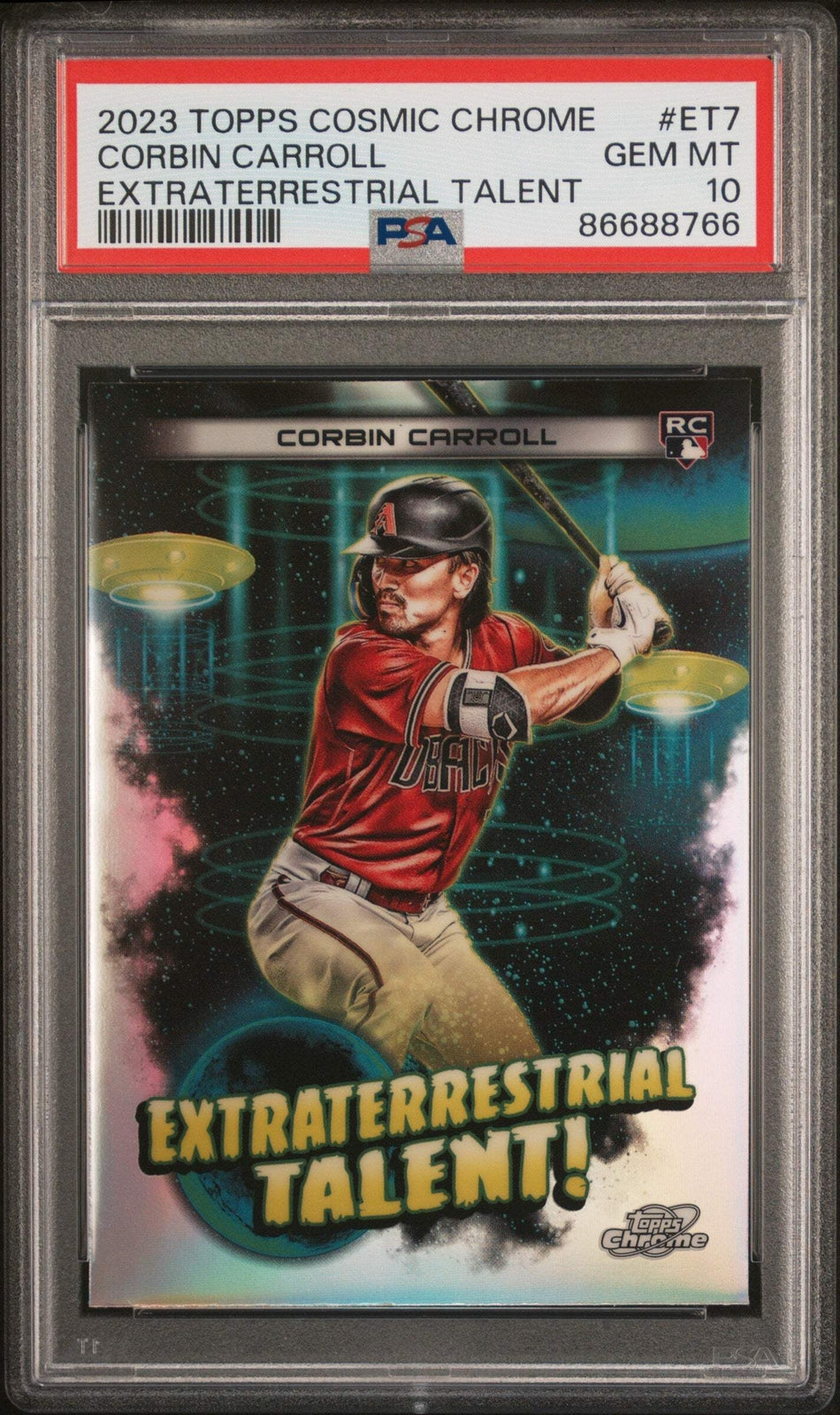 Graded 2023 Topps Cosmic Chrome Corbin Carroll #ET7 Talent Baseball Card PSA 10