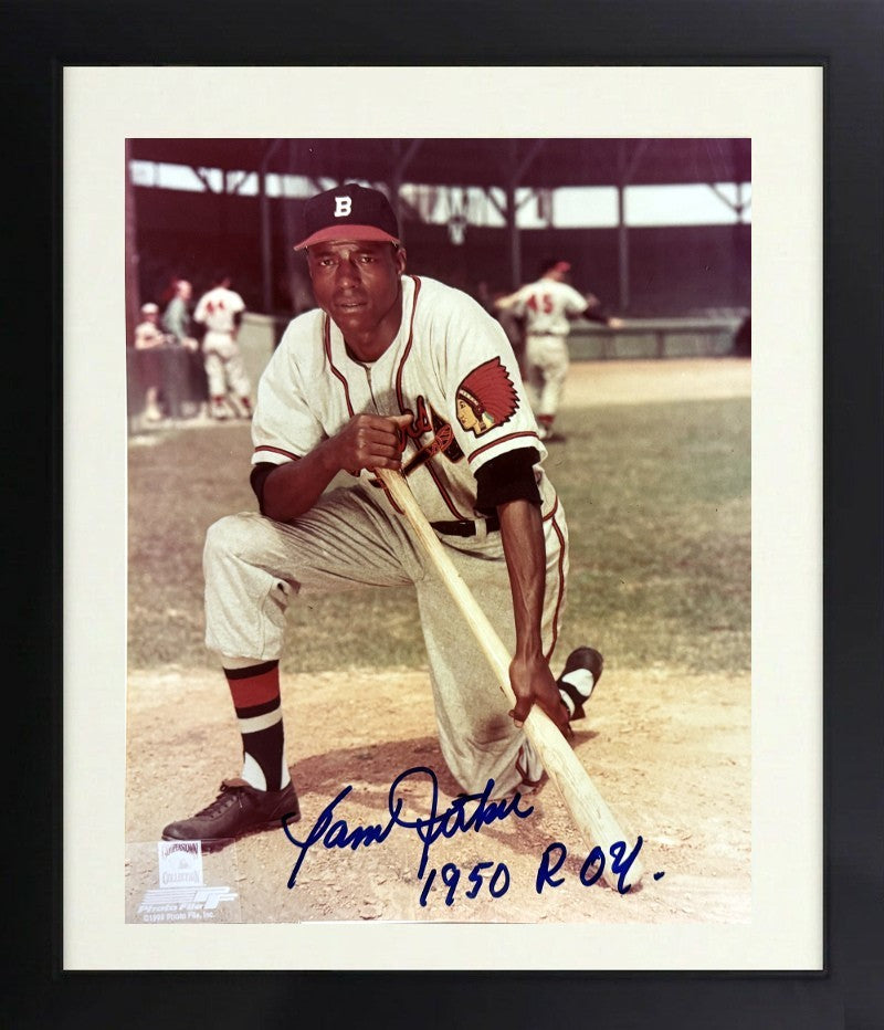 Sam Jethroe signed Boston Braves MLB 8X10 Photo imperfect w/1950 ROY Framed- COA