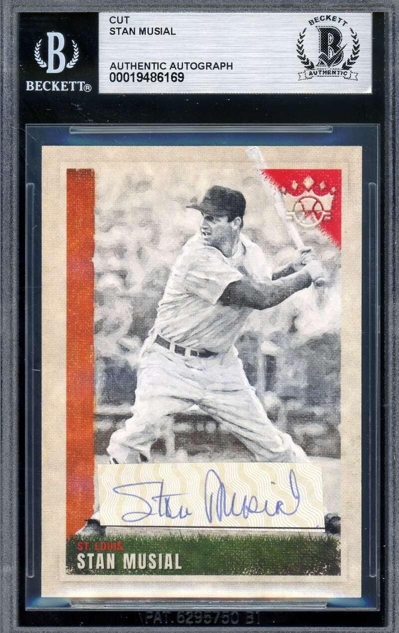 Stan Musial Beckett BAS Signed 2022 Panini Diamond Kings Cut Autograph