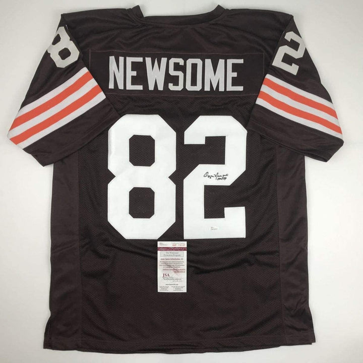 Autographed/Signed OZZIE NEWSOME HOF 99 Cleveland Brown Jersey JSA COA