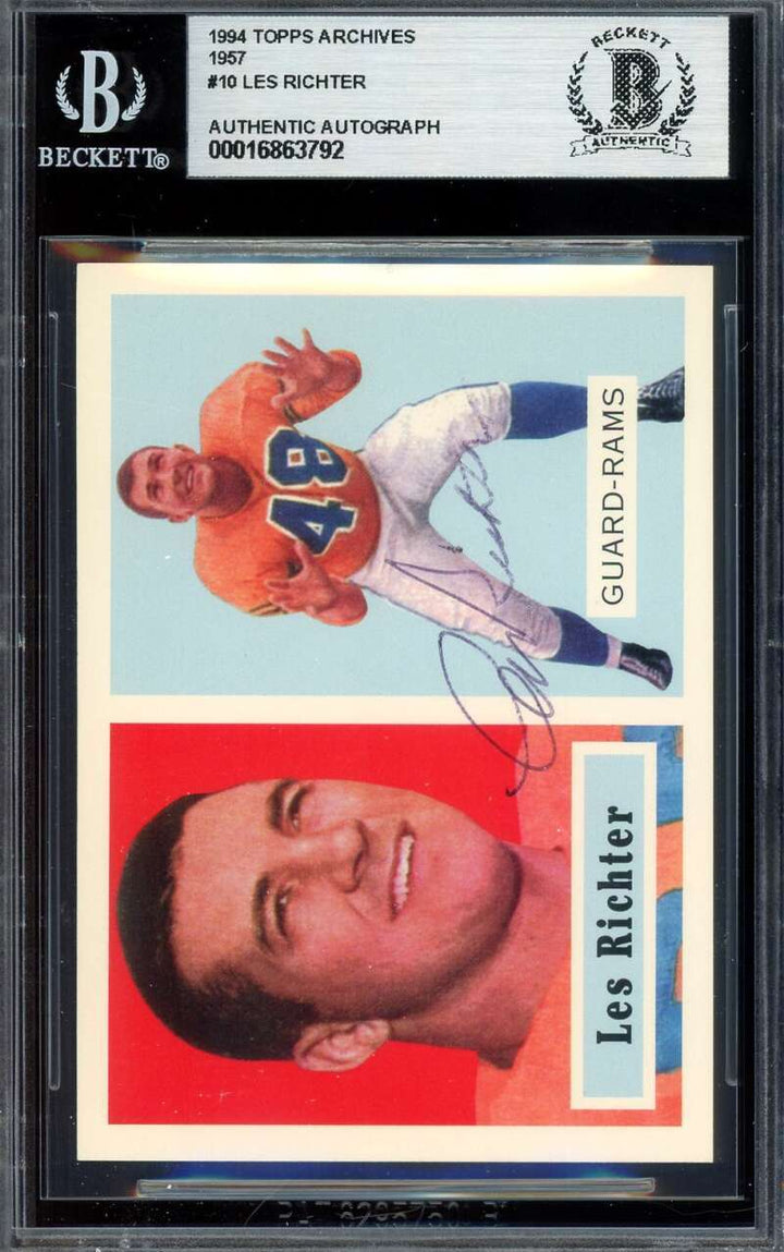 Les Richter Beckett BAS Signed 1994 Topps 1957 Archives Autograph