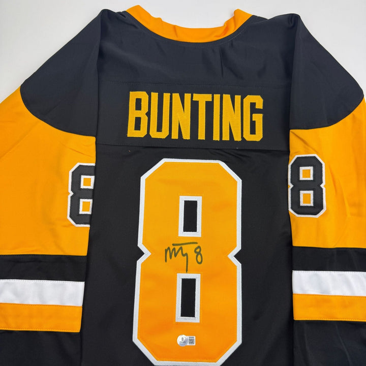 Autographed/Signed Michael Bunting Pittsburgh Black Jersey Beckett BAS COA