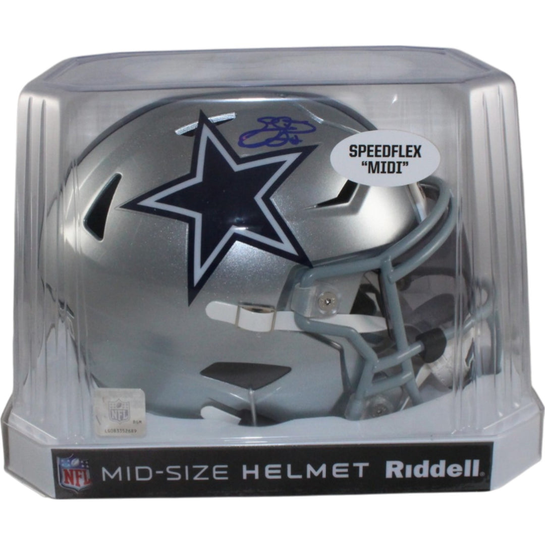 Emmitt Smith Autographed Dallas Cowboys Mid-Size Midi Helmet Beckett WIT 55268