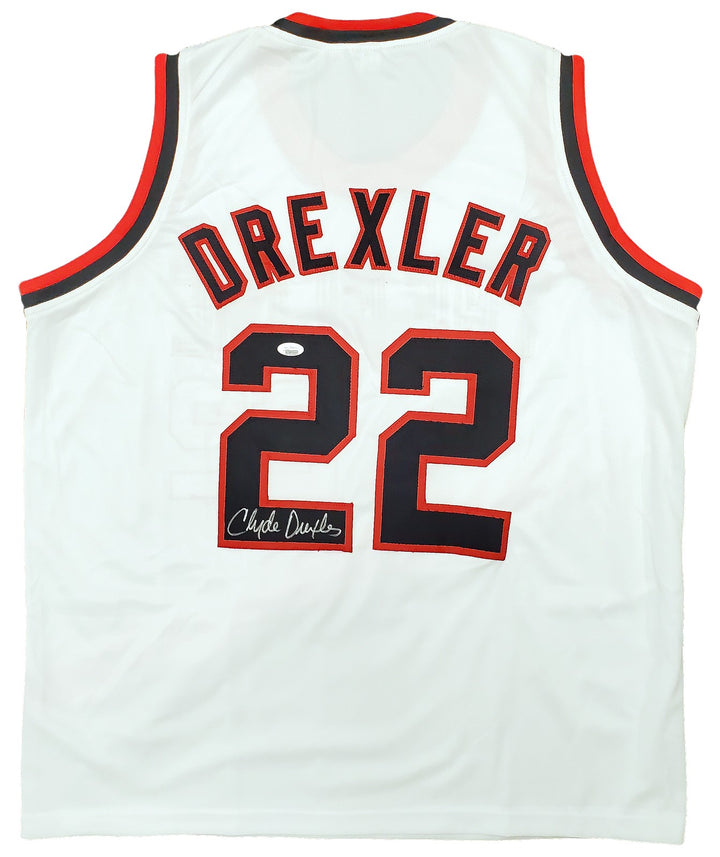 Portland Trail Blazers Clyde Drexler Autographed Signed White Jersey JSA