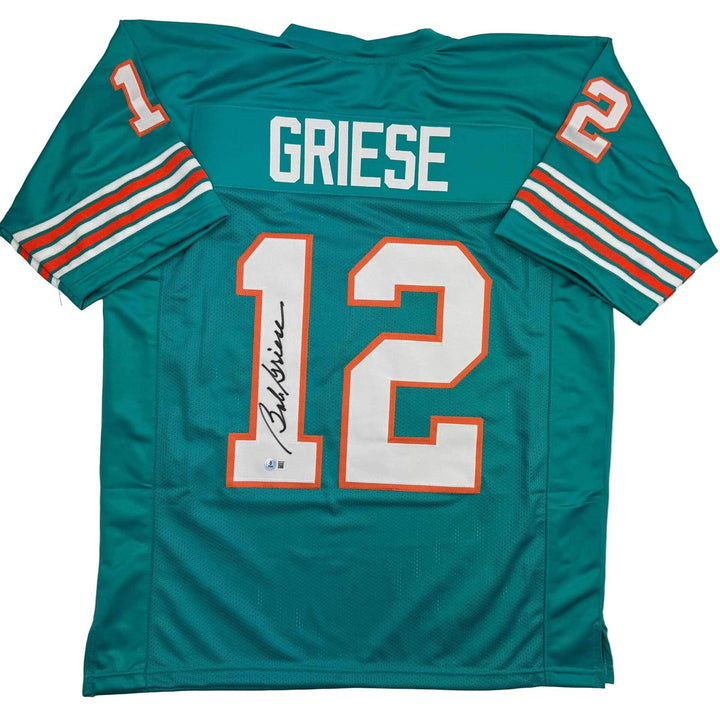Autographed/Signed BOB GRIESE Miami Teal Football Jersey JSA COA Auto