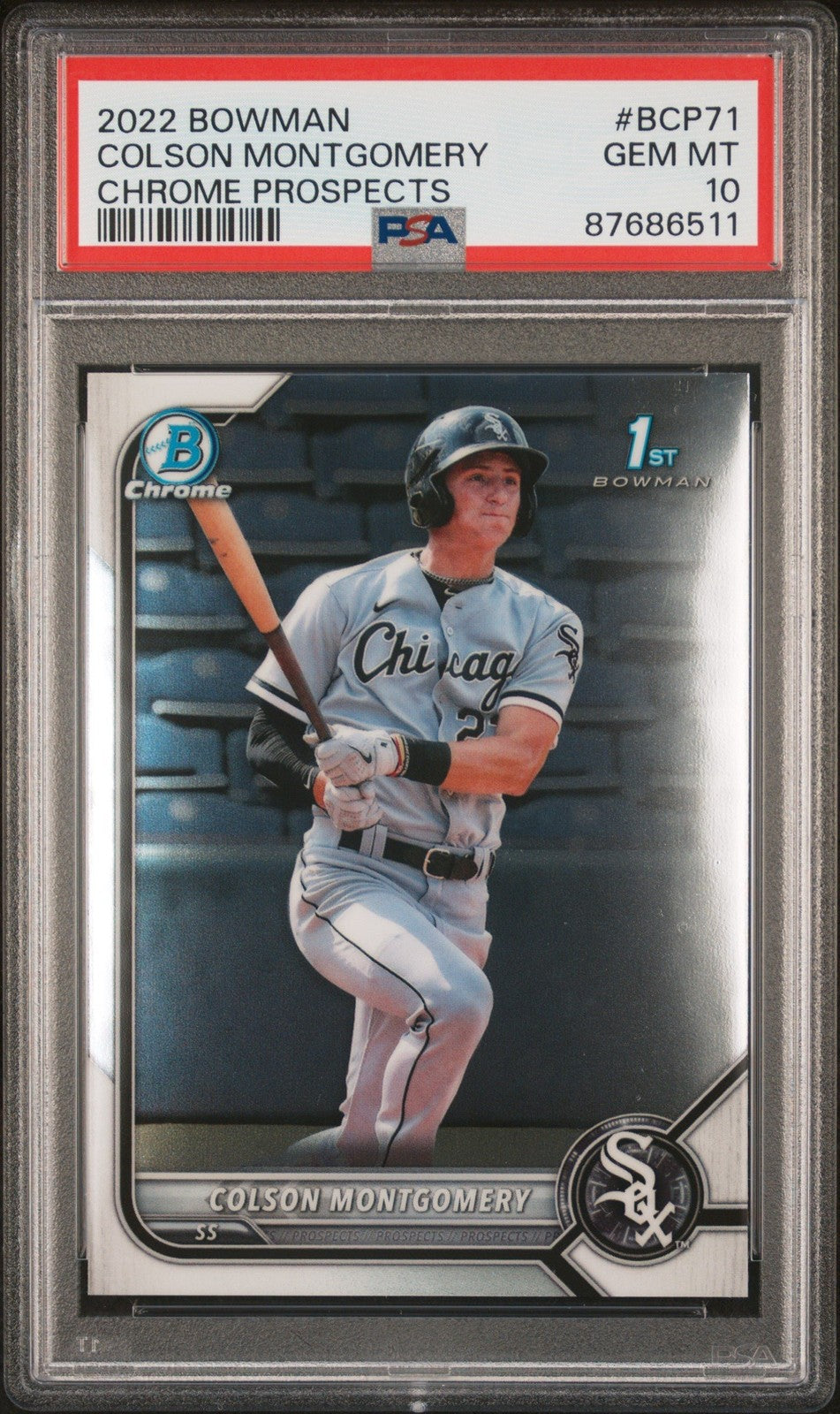 Graded 2022 Bowman Colson Montgomery #BCP71 Chrome Pros RC Card PSA 10