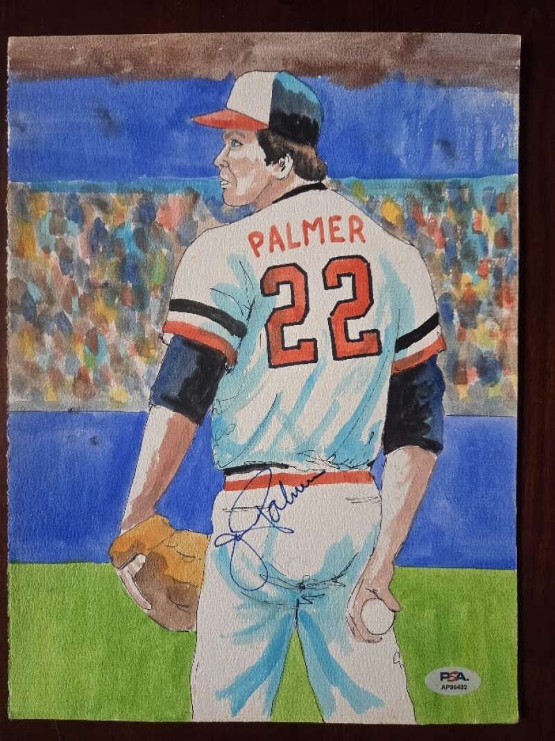 Jim Palmer PSA DNA Signed 9x12 Original Water Color Photo Autograph Orioles