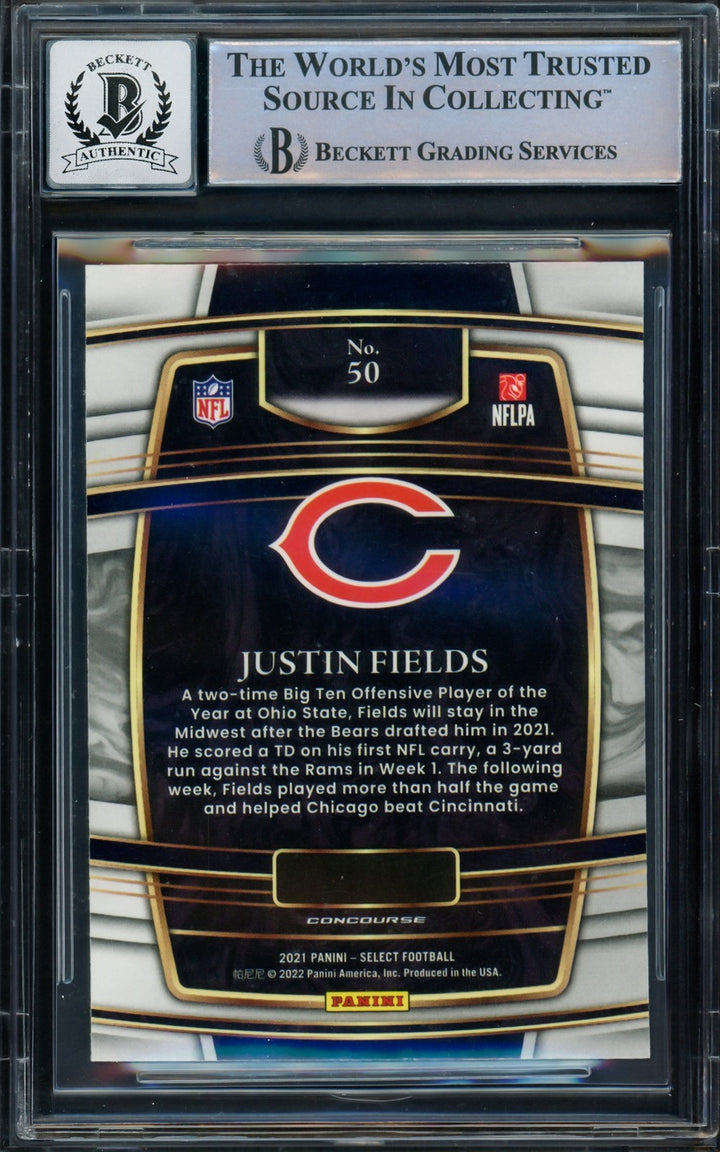 Justin Fields Signed 2021 Select RC #50 Chicago Bears Auto GM 10 Beckett