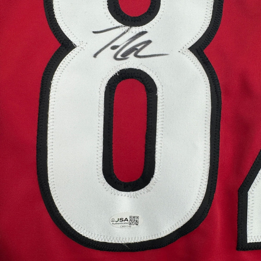 Autographed/Signed Jesperi Kotkaniemi Carolina Red Hockey Jersey BAS COA