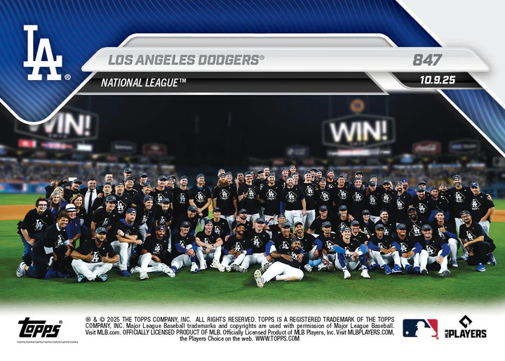 LA DODGERS WALK OFF DRAMA LEADS TO 2nd NLCS BERTH TOPPS NOW TEAM PHOTO CARD #847