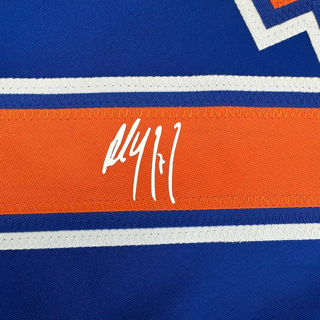 Facsimile Autographed Paul Coffey Edmonton Blue Reprint Jersey Size Men's XL
