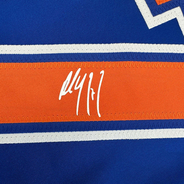Facsimile Autographed Paul Coffey Edmonton Blue Reprint Jersey Size Men's XL