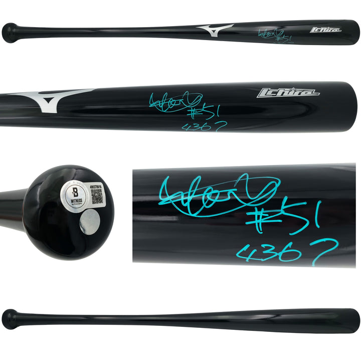 Ichiro Suzuki Auto Black Mizuno Player Model Bat Mariners "#51, 4367" Beckett